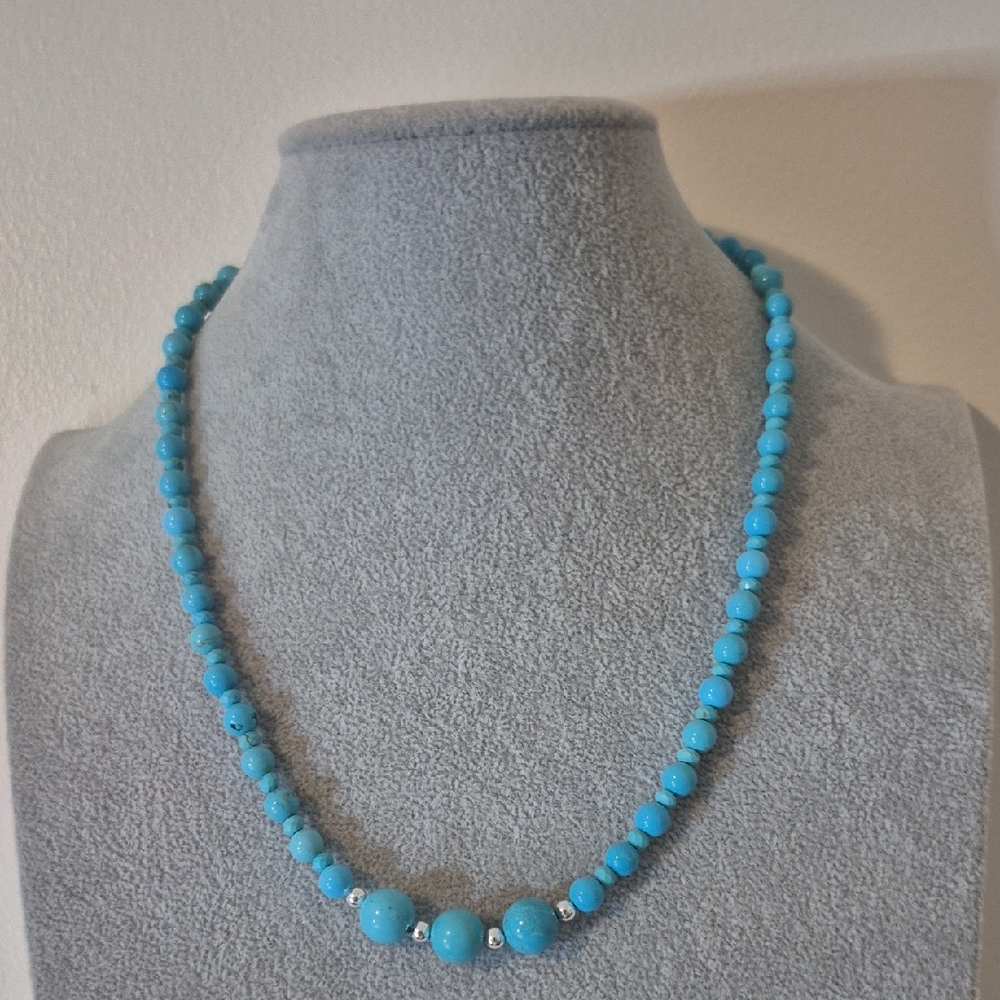 Natural Turquoise 3 Piece Jewelry Set.Necklace, Braclet, Earrings.